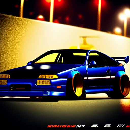 Image similar to a car 300ZX turbo drift at illegal car meet, shibuya prefecture, midnight mist streetlights, cinematic color, photorealistic, highly detailed wheels, highly detailed