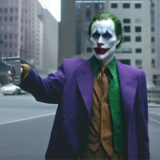 Prompt: Film still of the Joker from The Dark Knight (2008), in the movie Batman (1989)