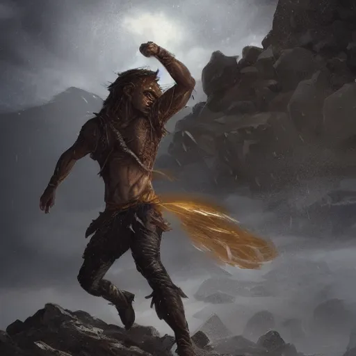 Image similar to rocky humanoid tornado character, dust and rocks, epic fantasy style, in the style of Greg Rutkowski, mythology artwork