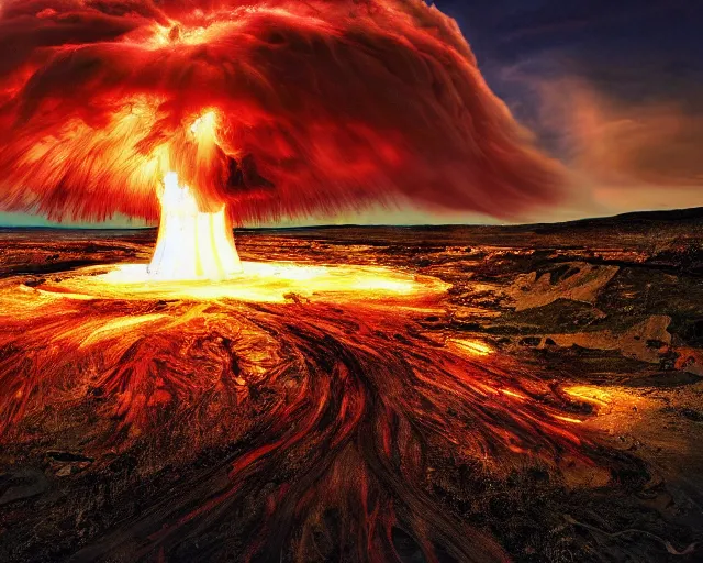 Prompt: an award winning photograph of a nuclear explosion of art