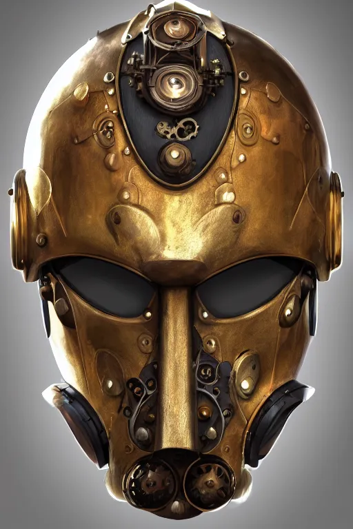 Image similar to steampunk helmet fantasy art mask robot ninja stylized digital illustration sharp focus, elegant intricate digital painting artstation concept art global illumination ray tracing advanced technology chaykin, howard and campion, pascale