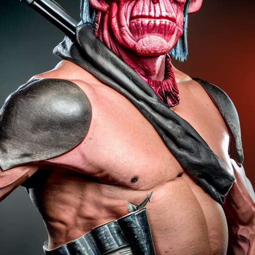 Image similar to a professional photo, of a very muscular, separatist leader, nute gunray