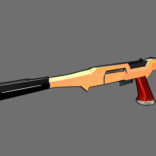 Image similar to low poly toon shading, double barrel shotgun, flat colors, low poly artstation