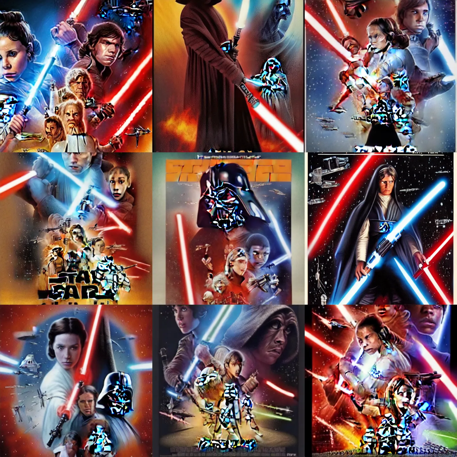 Prompt: StarWars movie poster, but all the lightsabers are baguettes