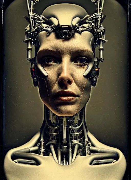 Image similar to a female cyborg profile face, by h. r. giger, by ismail inceoglu, by kiki smith, glamor shot, ambrotype, closeup, f / 2. 8, low contrast, 1 6 k, rim lighting, cinematic lighting, insanely detailed and intricate, hypermaximalist, elegant, ornate, hyper realistic, super detailed