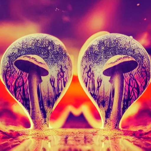 Image similar to double exposure of dally life, symbols of live, explosion, love is the most relevant theme, love is infinity, love is begin of all, 8 k resolution, artistic mode, artistic, trending on instagram, long exposure, love art, serious, fantasy and dreams vibes, mushrooms style and macro style