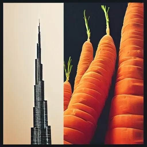 Prompt: burj khalifa but instead a carrot