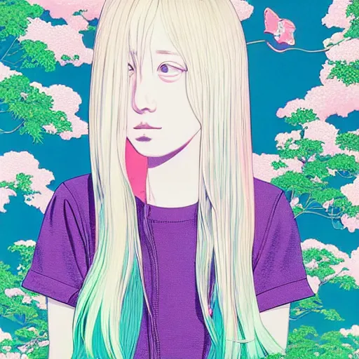 Image similar to a portrait of porter robinson blonde by inio asano, beeple and james jean, chiho aoshima color scheme