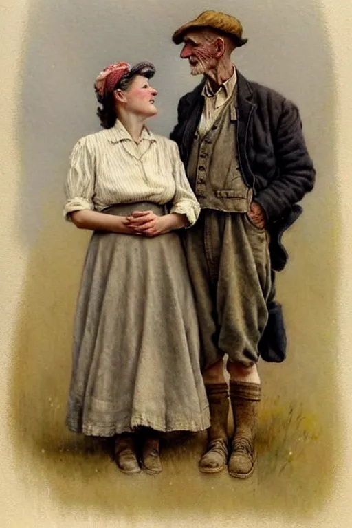 Image similar to (((((1950s farmer and his wife. muted colors.))))) by Jean-Baptiste Monge !!!!!!!!!!!!!!!!!!!!!!!!!!!