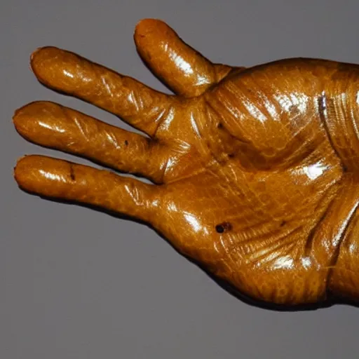 Prompt: palm hand made with honeycomb