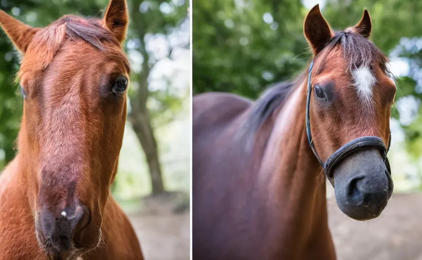 Prompt: peter. eight eyes peter looking at camera horse cat bird 5 0 mm, 8 k, odd