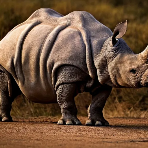 Image similar to a Rhino with the armor of a pangolin, national geographic photograph