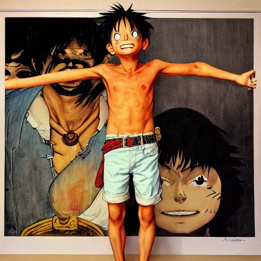 Image similar to Luffy, art by Norman Rockwell