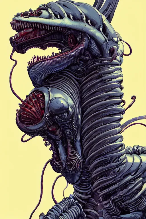 Image similar to a study of cell shaded portrait of a cat xenomorph, llustration, post grunge, evil vibe, concept art by josan gonzales and wlop, by james jean, Victo ngai, David Rubín, Mike Mignola, Laurie Greasley, highly detailed, sharp focus, alien, Trending on Artstation, HQ, deviantart, art by artgem