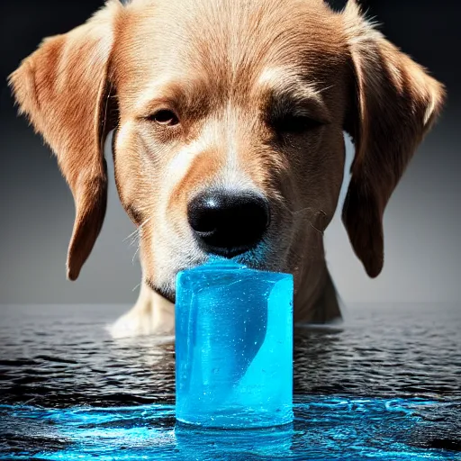 Image similar to a dog made from water. Photograph highly detailed 4K.