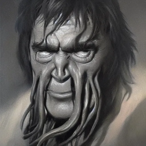 Image similar to ultra realistic portrait painting of davy jones, art by frank frazetta, 4 k, ultra realistic, highly detailed, epic lighting