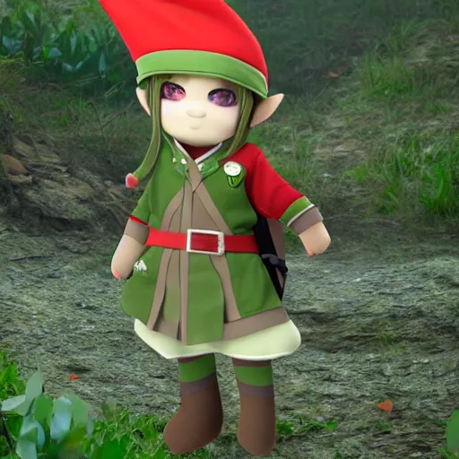 Image similar to cute fumo plush of an elven scout who can see a leaf fall from 2 km away, character design, vray caustics