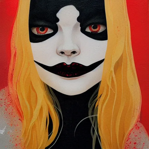 Image similar to Elle Fanning in V for Vendetta picture by Sachin Teng, asymmetrical, dark vibes, Realistic Painting , Organic painting, Matte Painting, geometric shapes, hard edges, graffiti, street art:2 by Sachin Teng:4