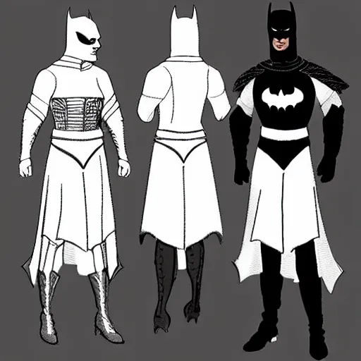 Image similar to clothing design concepts sheet, Medieval batman outfit ,