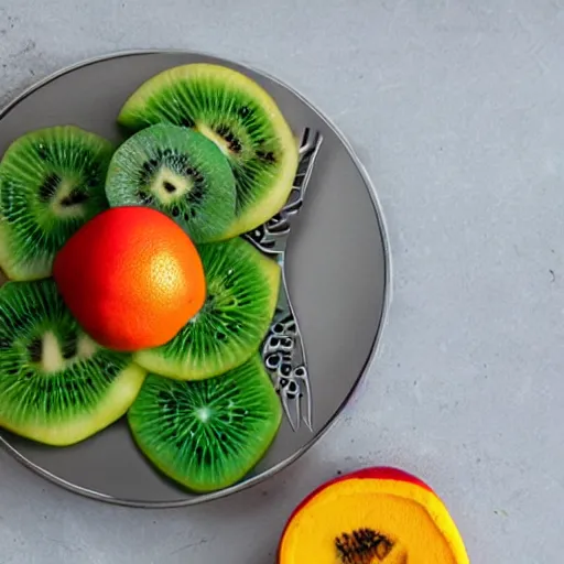 Image similar to a metal plate of cut fruit