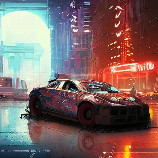 Prompt: Very very very very detailed, very very very very realistic digital art of very very very detailed cyberpunk car, Mars as background , by very very very very talented digital artist in very very very very aesthetic concept art style