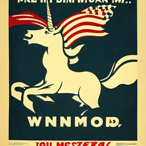 Prompt: anti-unicorn propaganda posters, WW2, axis