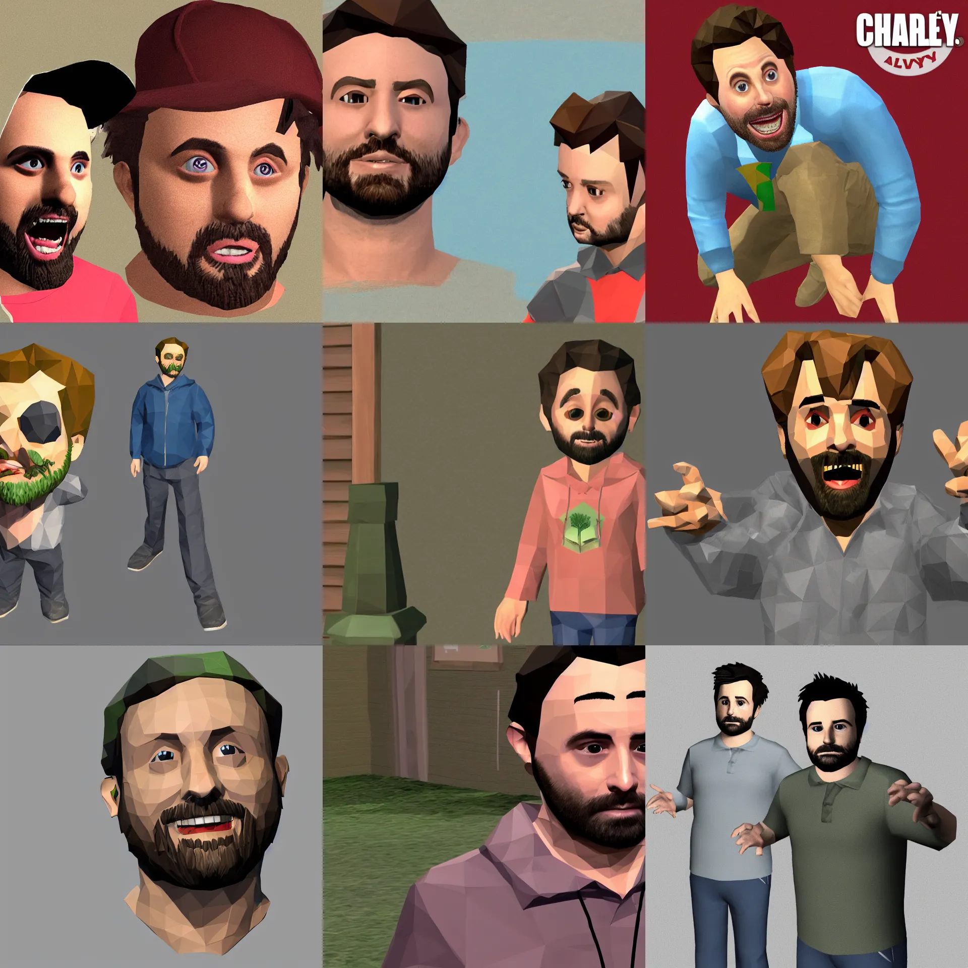 Prompt: charlie kelly from it's always sunny in philadelphia, n 6 4, low - poly aliased