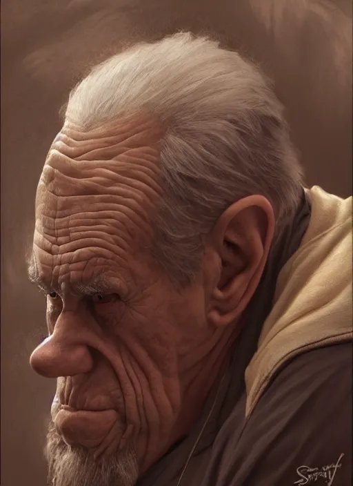 Image similar to photo of a nasty old man with a hunchback in the style of stefan kostic, realistic, sharp focus, 8 k high definition, insanely detailed, intricate, elegant, art by stanley lau and artgerm