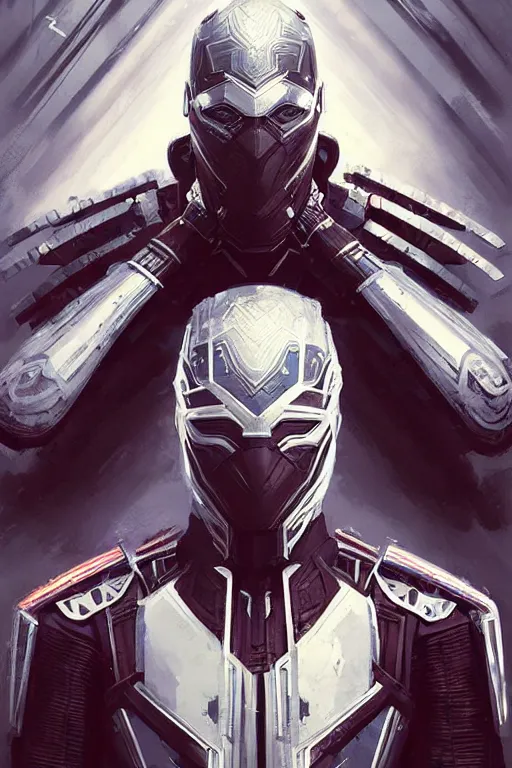 Image similar to wakandan warrior in white armor, cyberpunk futuristic neon. decorated with traditional japanese ornaments by ismail inceoglu dragan bibin hans thoma greg rutkowski alexandros pyromallis nekro rene maritte illustrated, perfect face, fine details, realistic shaded, fine - face, pretty face, masterpiece