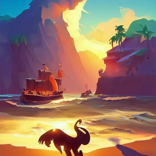 Image similar to painting treasure on sea of thieves game smooth median photoshop filter cutout vector, behance hd by jesper ejsing, by rhads, makoto shinkai and lois van baarle, ilya kuvshinov, rossdraws global illumination