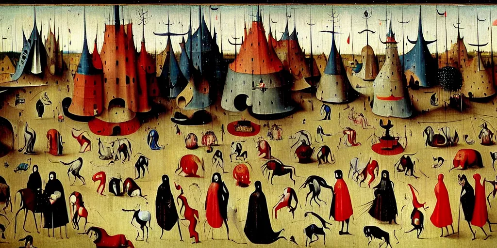 Image similar to a beautiful painting of an elaborate circus by hieronymous bosch