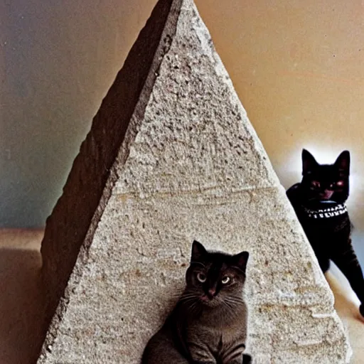 Prompt: an Egyptian pyramid for cats