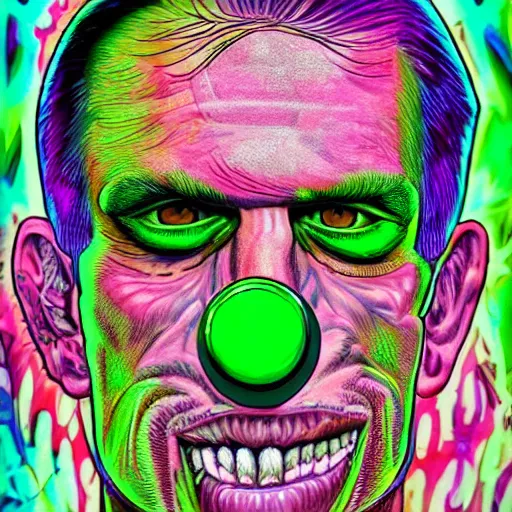 Prompt: an extremely psychedelic portrait of mgk as the riddler, surreal, lsd, face, detailed, intricate, elegant, lithe, highly detailed, digital oth, sharp focus, illustration,