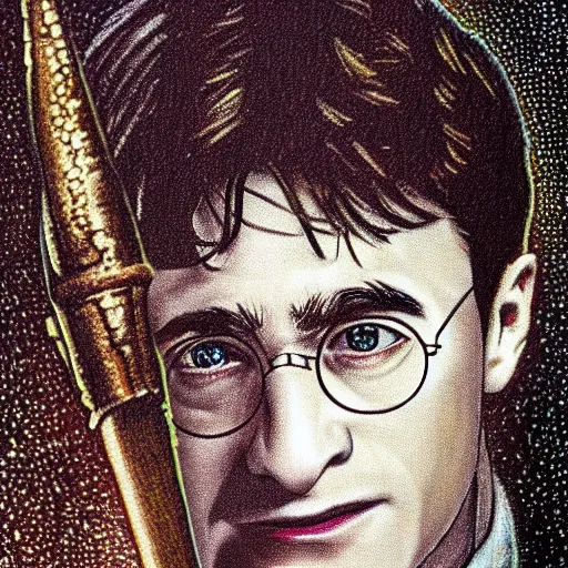 a film still of harry potter, pointillism artwork by | Stable Diffusion ...