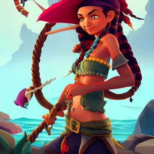 Image similar to jack the pirate mermaid on sea of thieves game avatar hero, behance hd by jesper ejsing, by rhads, makoto shinkai and lois van baarle, ilya kuvshinov, rossdraws global illumination