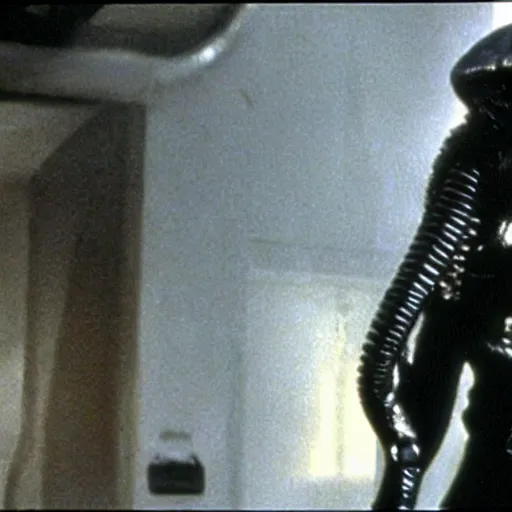 Prompt: Xenomorph in a still from the movie The Thing (1982), high quality