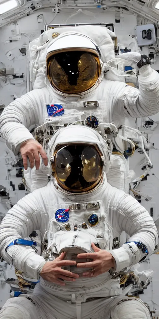 Image similar to astronaut wearing horse head mask