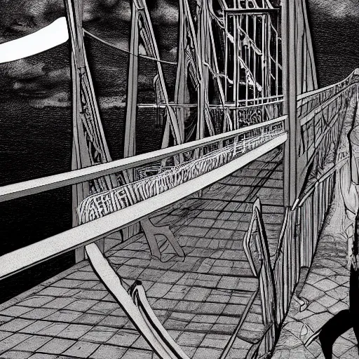 Prompt: the bridge, trending on artstation, junji ito 4 k