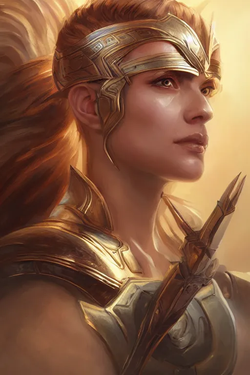 Image similar to amazon valkyrie athena, d & d, fantasy, portrait, highly detailed, headshot, digital painting, trending on artstation, concept art, sharp focus, illustration, art by artgerm and greg rutkowski and magali villeneuve