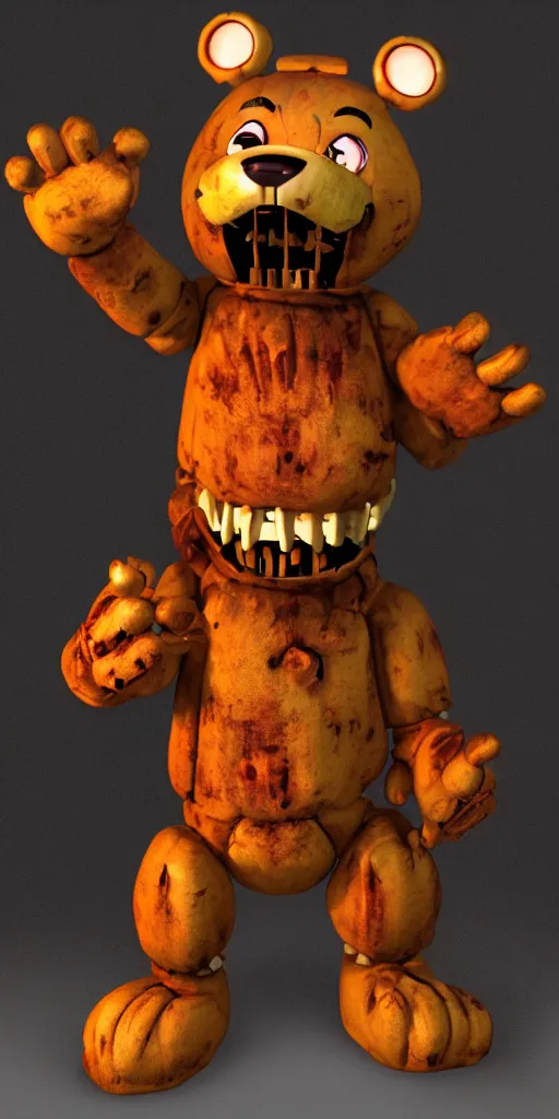 Image similar to freddy fazbear, ultra realistic, scary, horror, dark, 3 point lighting, arcade,! dream