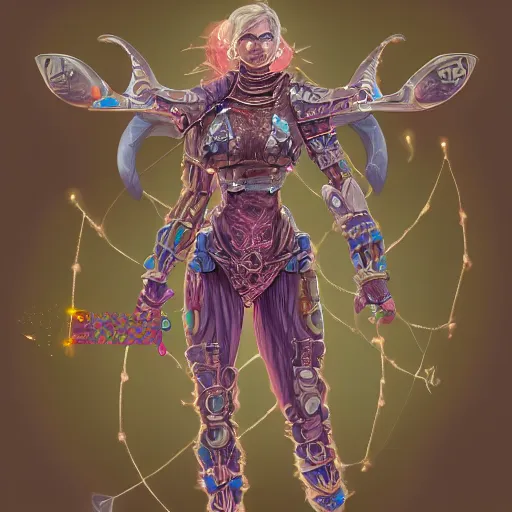 Image similar to biogenetic cyborg, d & d style, trending on artstation, colorful, intricate, art by kev chan