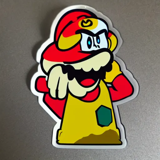 Image similar to die cut sticker, bowser is mario