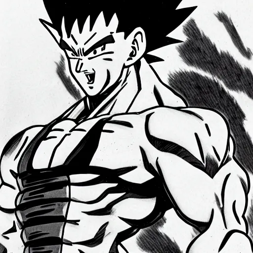 Image similar to photorealistic fantasy concept art of Baki Hanma as a dragon ball character