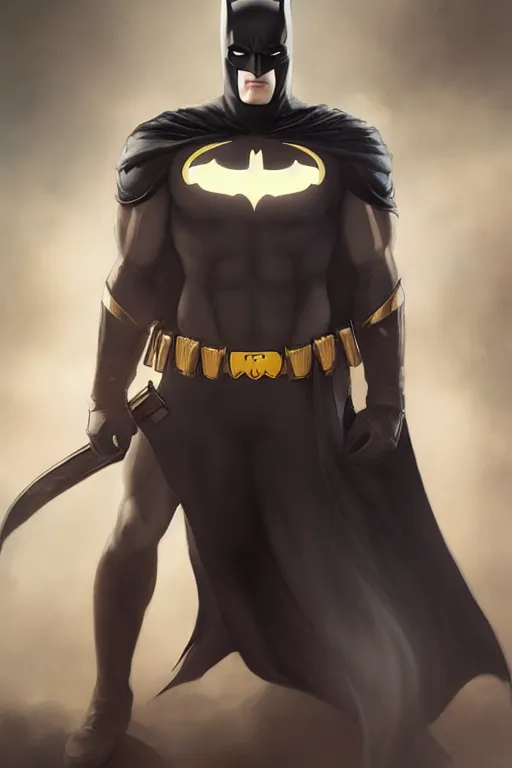 Image similar to characters portrait of MoonKnight mixed with Batman by ArtGerm and Tom Bagshaw, merged character, Full body shot, cinematic opening shot, 4k, highly detailed, cinematic lighting