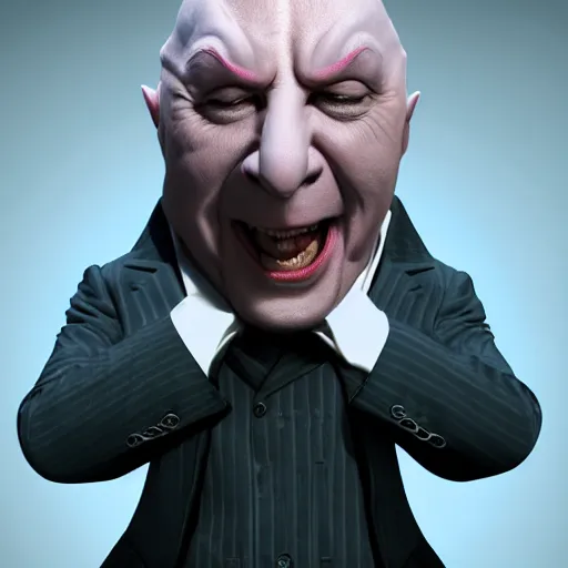 Image similar to Laughing Dr Evil from Austin Powers, portrait, sharp focus, digital art, Hyper-realistic, 4K, Unreal Engine, Highly Detailed, HD, Dramatic Lighting by Brom