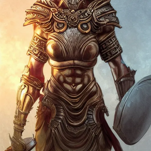 Image similar to greek god of hamburgers, claudia black, art by artgerm and greg rutkowski and magali villeneuve, bronze greek armor, owl crown, d & d, fantasy, intricate, portrait, highly detailed, headshot, digital painting, trending on artstation, concept art, sharp focus, illustration