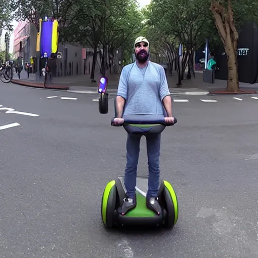 Prompt: thanos on a segway in google street view