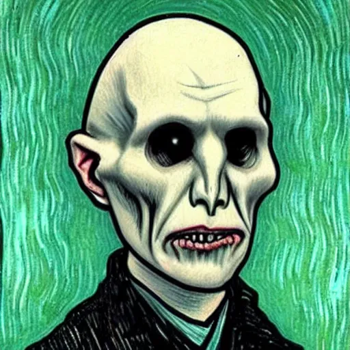 Prompt: Voldemort drawn by Vincent van Gogh