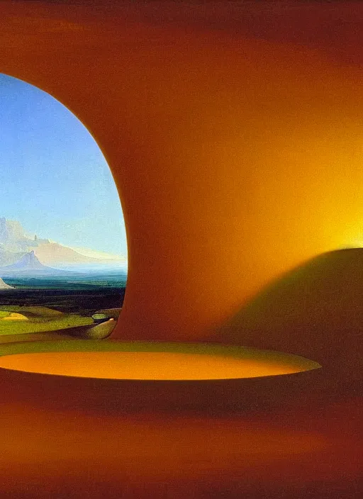 Prompt: james turrell's roden crater painted by thomas cole