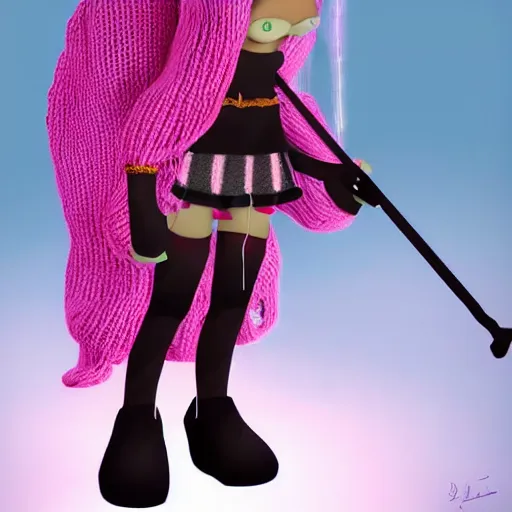 Image similar to knit candypunk grim reaper, high - quality, character design : : 2 beautiful lighting, magicpunk, dollpunk, 1 6 k, oled